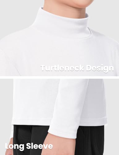 Image of Auranso 3 Pack Boys Turtleneck Long Sleeve Shirts Girls Kids Warm Tops