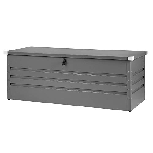 Beliani Große Metall-Gartentruhe 600 l grau Kissenbox Auflagenbox für die Terrasse wasserdicht Aufbewahrungsbox… – Bild 4