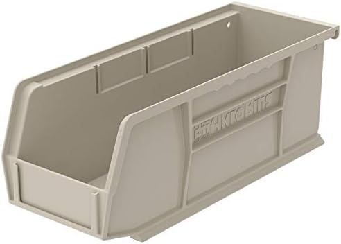 Akro-Mils 30224 AkroBins Plastic Hanging Stackable Storage Organizer Bin, 11-Inch x 4-Inch x 4-Inch, Stone, 12-Pack