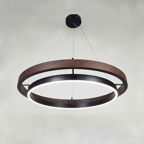 Suspension LED anneau marron en fer au style minimaliste pour éclairage d'intérieur moderne