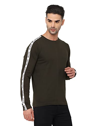Image of HELLA FASHIONS Men's T Shirt, inchBelieve inch Printed Full Sleeves Tees for Men, Regular Fit, Casual