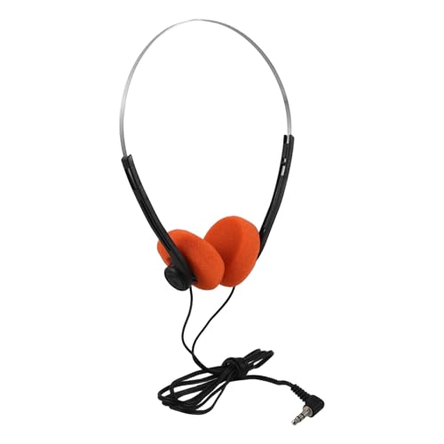 PAMINGONO Auriculares Retro Supraaurales Ligeros con Diadema Ajustable y Almohadillas Acolchadas Auriculares Portátiles para Estudiantes y Uso en Biblioteca Color Naranja Voltaje Dc5V