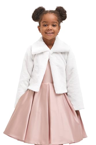 Lilax Girls Faux Fur Bolero Shrug Button Closure Cozy Jacket