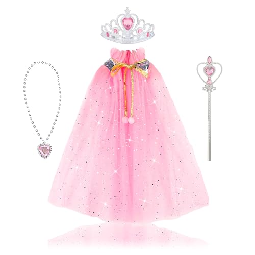 LURVOUS Princess Dress-Up Set – Elegant Pink Cape for Girls LURVOUS Princess Dress-Up Set – Elegant Pink Cape for Girls