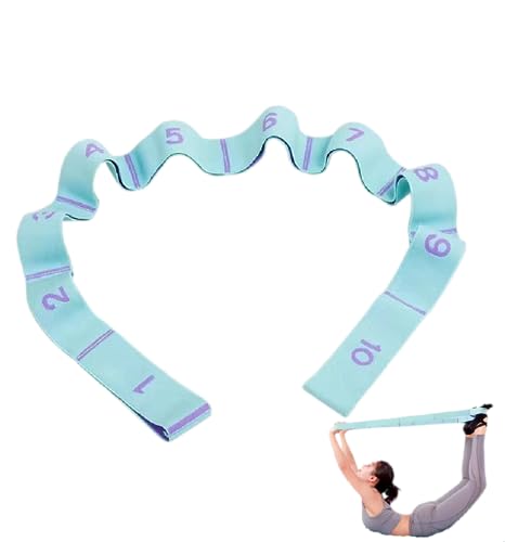Sangle De Yoga Extensible Avec 9 Boucles - 115 Cm, Bleue, Pour étirement, Pilates, Danse