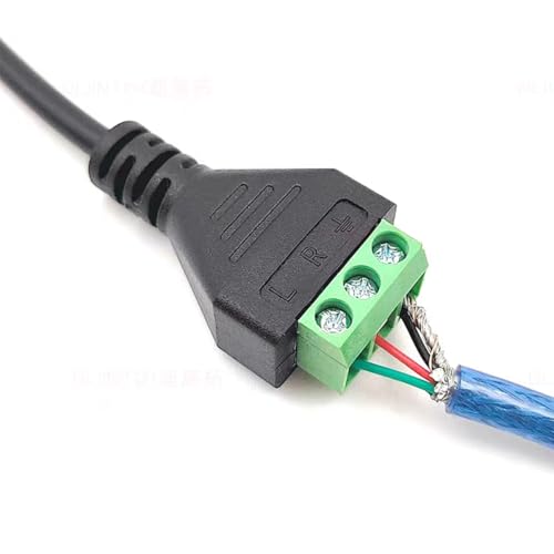 Adaptador cable macho 6.35mm a terminal 3 pines x2 miniatura 3