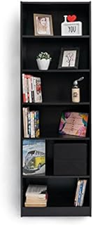 BuildRapido Modern 6 Tier Wooden Adjustable Bookcase Bookshelf Furniture Display Unit for Home, Living Room, Office, Black