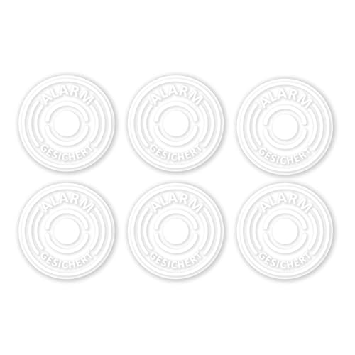 hin366 - Juego de 6 pegatinas con alarma (transparentes, diámetro de 4 cm, con sistema de alarma, para ventana y puerta), color transparente
