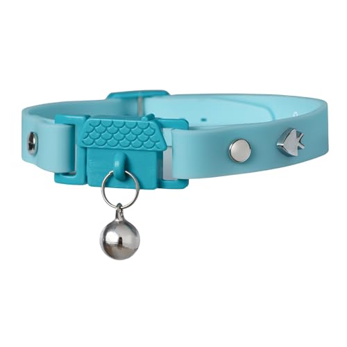Image of Kittyrama Aqua Cat Collar with Bell - Award Winner, Vet Approved, Breakaway Quick Release, Lightweight & Comfy