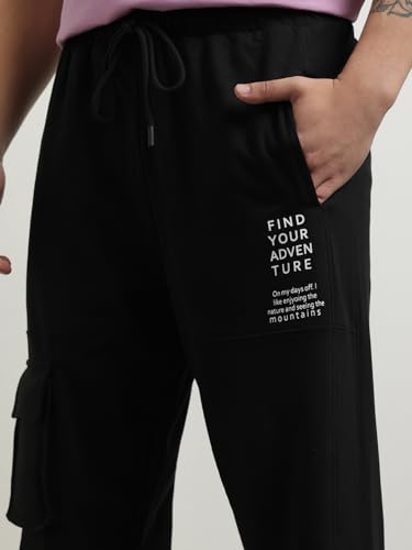 Image of Nobero Joggers for Men | Oversized Fit | Elasticated Waist with Drawcord | Soft & Breathable Fabric | Loose Track Pants | Casual & Streetwear