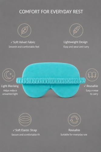 Image of Eye Mask for Sleeping for Women, Velvet Super Soft Sleep Mask Blind Fold for Comfortable Sleep, Travelling, Meditation & Relaxation, Eye Pad for Girls, Blind Fold for Sleeping - Sky Blue (Pack of 1)