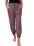 Dokotoo Womens Summer Comfy Casual Loose Solid Lightweight Drawstring Tie Elastic Waist Jogging Joggers Pants Sweatpants for Women with Pockets Purple X-Large