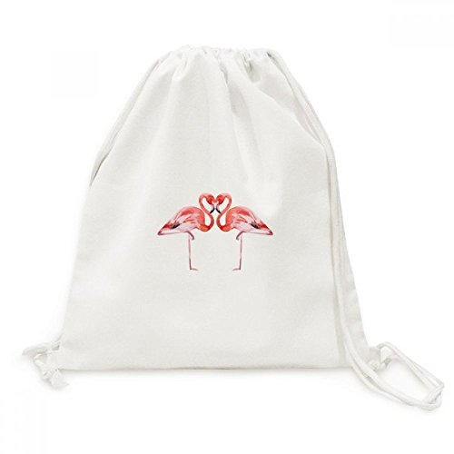 Sac cordon Toile Couple Flamants pour shopping et voyage
