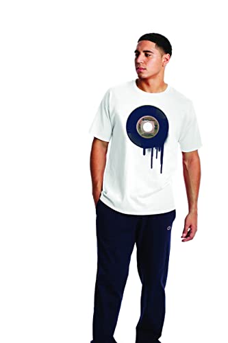 Champion Men's T-Shirt, Men's Crewneck Cotton Tee, Men's Mid-Weight T-Shirt, White-586770, S