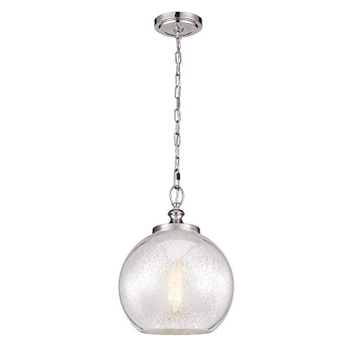 Image of 1 Bulb Ceiling Pendant Light Fitting - Brushed Steel - LED E27 60W Bulb
