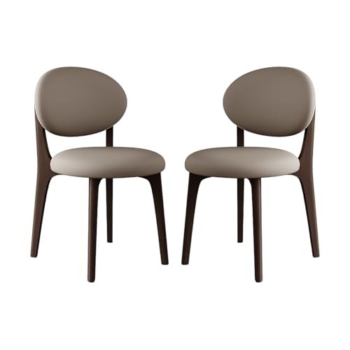 Juego de 4 sillas de comedor modernas con asientos tapizados de diseño, patas de madera maciza, perfectas para comedor y sala de estar, nogal oscuro y caqui oscuro