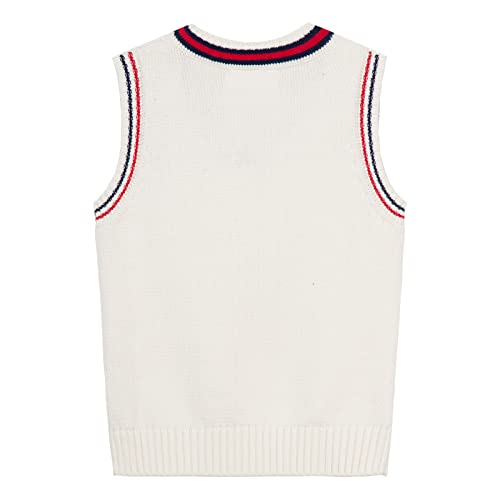 Mud Kingdom Toddler Girls Vest Sweater School Uniform Knitted V-Neck Casual Autumn Winter Beige 3T #TOP1