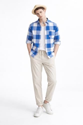 Image of FALCONWEAR Men's Cotton Checkered Casual Shirt Black and White Buffalo Plaid Button Down Full Sleeve Regular Fit Stylish for Boys and Men