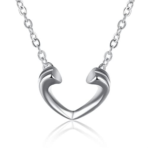 Collier en argent sterling 925 avec pendentif cœur ouvert pour femme ZYFSHA