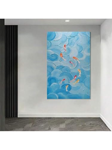 Peinture abstraite sur la mer bleue XINBAO, décoration d'intérieur chic 30x45 cm - 4