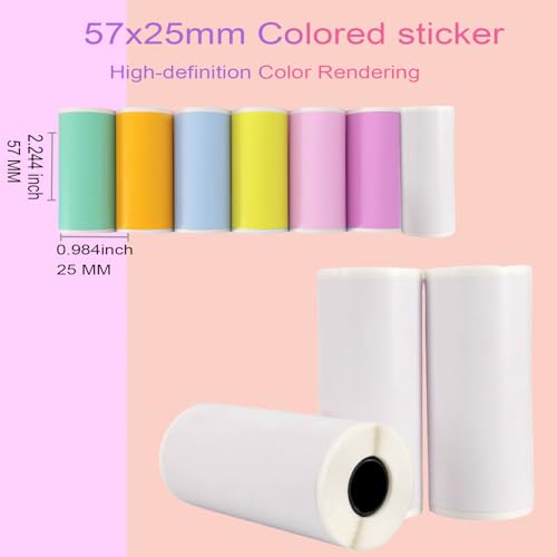 Image of 57x25mm Thermal Sticker Paper, 10 Rolls for Mini Thermal Printers - Colorful Self-Adhesive Labels, Compatible with Mini Printers & Label Makers, for DIY, Office, Kids' Cameras