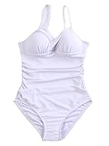 Traje de baño de una Pieza Traje de baño Push Up for Mujer, Traje una Pieza, bañadores Talla Grande Lisos, Acolchado, Ropa Playa, Verano(White,M)