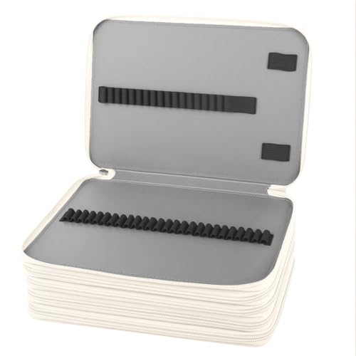 Image of Vomgomfom 252 Slots Pencil Case 5-Layer PU Leather, Handle, White