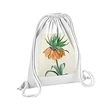 Imprimé en France Fabulous Sac de Gym en Coton Blanc Fritillaire Imperiale Planche Illustration Botanique Ancienne Fleurs 12 Litres