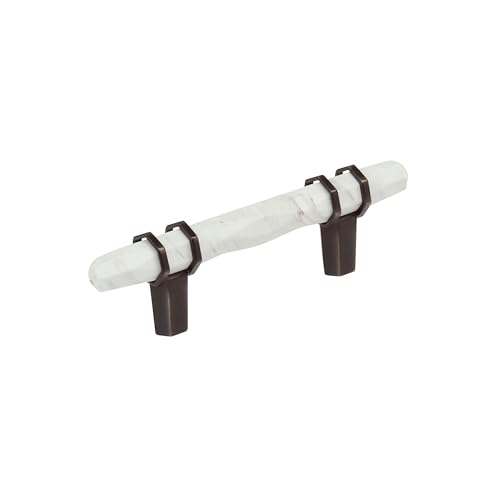 Amerock 3" Carrione Marble White/Oil-Rubbed Bronze Drawer Pull