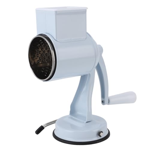 Manual Cheese Grater, Stainless Steel Anti Slip Fruit Shredder Vegetable Slicer with 5 Interchangeable Blades for Food Nuts Potato (White)