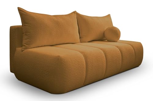Kaiser Möbel - Sofa mit Schlaffunktion und Bettkasten - Couch 3 Sitzer - 207 x 103 cm - Klappsofa, Relaxsofa Wohnzimmer, Schlafsofa ohne Armlehnen - Aesthetic, Skandinavisch - Piano Boucle Golden – Bild 4