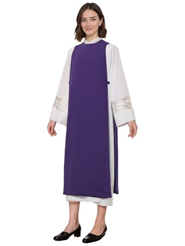 Clergy Vestment Robe Scapular Church Minister Choir Overlay Stole Gold Cross Scapular (Purple 61in/155cm)