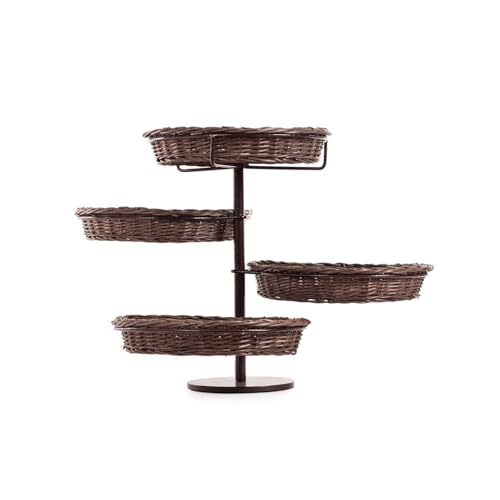 e-wicker24 Présentoir 4 étages, support etagère cusine, support de stockage de pain aux légumes, tour de présentation sur 4 niveaux, panier de...