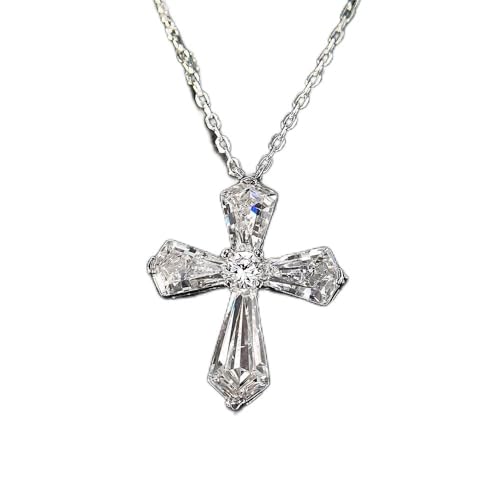 Colliers pendentif argent 925 croix scintillante diamant carbone bijoux mariage femmes