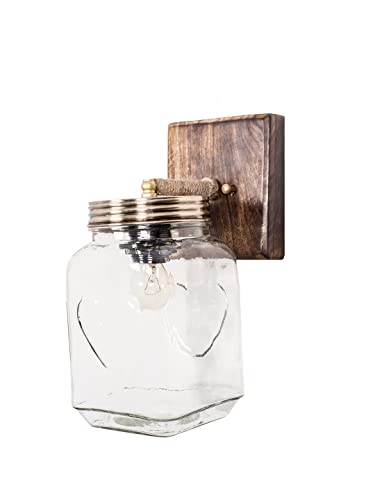 Image of HL Home Lighting Fancy Wall Light Square Jar Glass Light for Decor Home /Living Room /Bedroom /Office /Dining /Cafe /Restaurants
