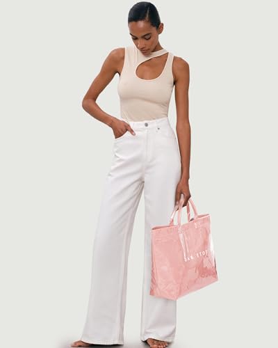 Image of Lushandy PVC Tote Bag for Women Jelly Beach Bag Top Handle Hobo Handbag | Water-Resistant, Wipe Clean, Lightweight