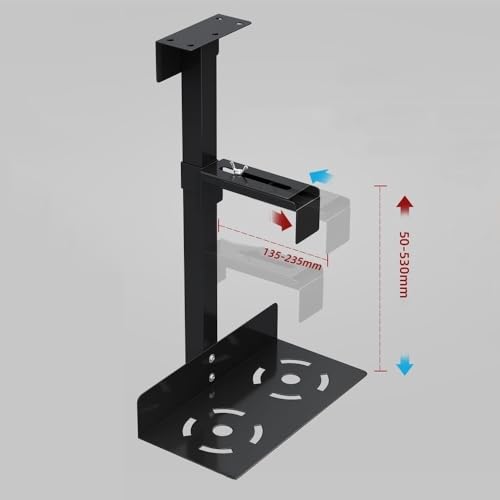 Soporte ajustable para CPU bajo escritorio, montaje colgante para torre PC y monitor, altura y ancho regulables (blanco) miniatura 3