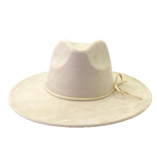 Image of Fedora Hats for Women Man with Big Wide Brim Classic Suede Panama Hat Western Outdoor hat