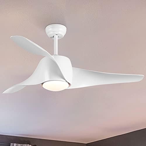 LPPO 52 Inch Ceiling Fan with Lighting and Remote Control Quiet for Bedroom and Living Room, AC Motor Max 85 W, 3 Blades, 3 Gears, 3 Colour Temperatures, Timer