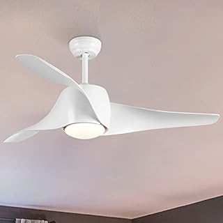 LPPO 52 Inch Ceiling Fan with Lighting and Remote Control Quiet for Bedroom and Living Room, AC Motor Max 85 W, 3 Blades, 3 Gears, 3 Colour Temperatures, Timer