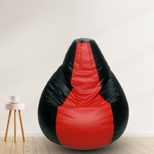 GUNJ XL Tear Drop Bean Bag Cover (Without Beans) (Black, Red)-image-22