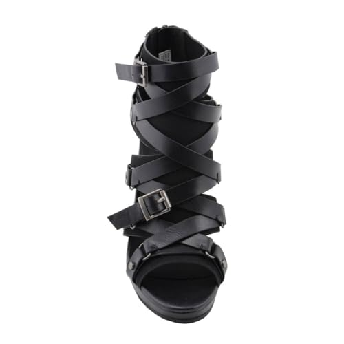 Milwaukee Leather MBL9451 Women's Black Fashion Casual Stiletto Heeled Sandals with Ankle Strap - 94