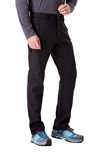 Trailside Supply Co. Men's Fleece Lined Insulated Pants Softshell Pants,Water And Wind-Resistant Black Size Large #TOP5
