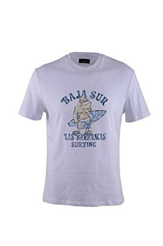 0141Voray Ga Camiseta Hombre algodón Estampado Dibujo Gorilla Surfing (Blanco, XXL)