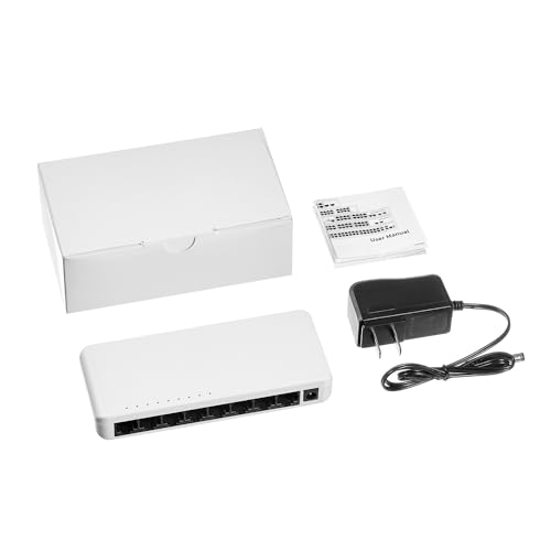 Image of MokerLink 8 Port Gigabit Unmanaged Ethernet Switch, 8 x 100 /1000Mbps Ports, Home Office Network Hub Splitter, Plastics Desktop & Wall Mount Network Switch