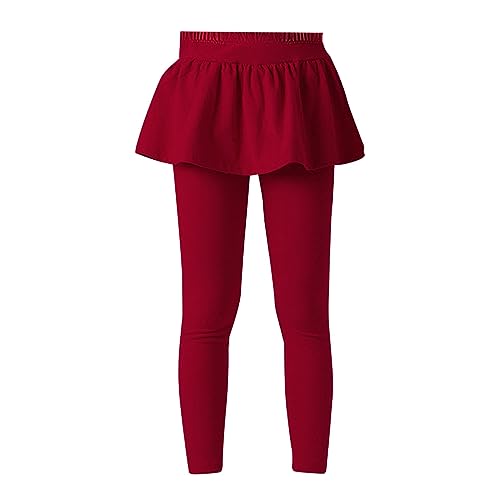 Toddler and Girls' Footless Comfy Leggings with Skirt Soft Cotton Athletic Ruffle Skirt Pants for Kids Slim Fit Fall Tights
