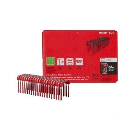 for Milwaukee Tool Mnm1-600 Insulated Cable Staples for M12 Cable Stapler, 1 in Ht,