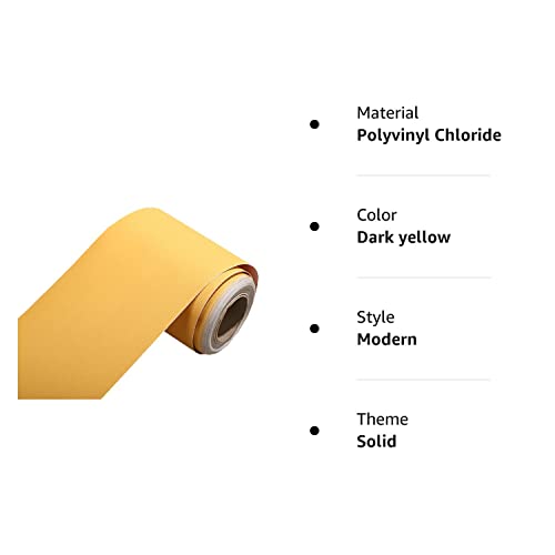 Self Adhesive Solid Color Frosted Wallpaper Border Stick Waterproof Wall Border Easy To Apply Kitchen Bathroom Tiles Sticker 4 X 196Inch (Dark Yellow) #TOP5