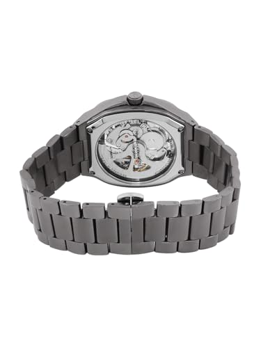 Image of French Connection See Through Blue Square Dial | Gun Stainless Steel Strap Automatic Watch for Mens FCA16UGNM