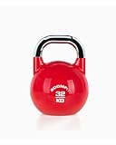BOOMFIT Kettlebell de Competición 32 kg | Tamaño único para técnica constante y segura | Asa cómoda y base plana estable | Para fuerza y cardio funcional en casa o box | Pesa rusa 32 kg por color